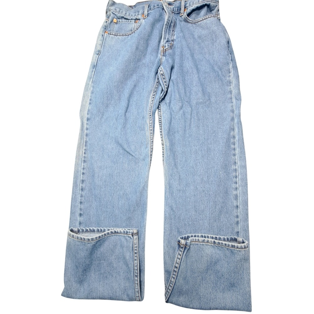 Levis 505 Regular Fit Jeans Mens 34x36 Light Wash Blue Straight Leg Denim